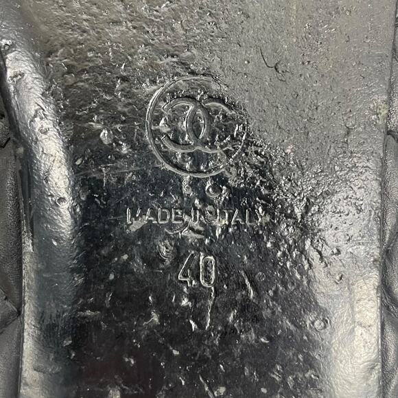 Chanel Cap Toe CC Logo Bow Quilted Leather Ballet Flats Black Size 40 - Picture 9 of 12